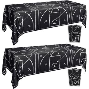Basketball Tablecloth, 4 Pcs Waterproof Basketball Party Table Covers for Basketball Birthday Party Decorations Sports Party Supplies, 51x 86 inches