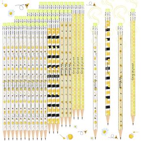 Tinlade 48 Pieces Cute Bee Themed Scented Pencils for Kids, Fun Party Favors, Motivational Writing Instruments