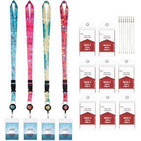 Cruise Ship Essentials 2025, 2 Lanyards with Ship Card Holders and Retractable Badge Reels，4 Waterproof Luggage Tags, Mesh Beach Bag and 4 Magnetic Hook
