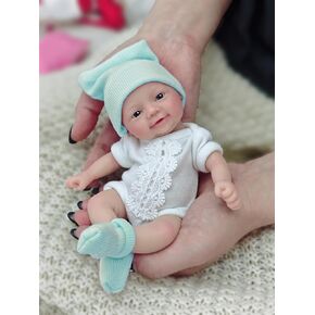 7 Inch Miniature Silicone Full Body Reborn Baby Doll Micro Realistic Newborn Doll Lifelike Eyes Open Baby Girl Looks Like Real Babies Anti Stress Dolls