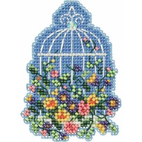Mill Hill Floral Birdcage Beaded Counted Cross Stitch Ornament Kit 2024 Spring Bouquet MH182416