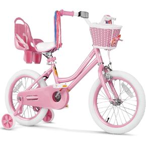 XJD Girls Bike for Toddlers and Kids Ages 2-12 Years Old,12 14 16 Inch Kids Bike with Training Wheels & Basket, 20 Inch Kids Bicycle with Handbrake & Kickstand，Adjustable Seat Handlebar Height