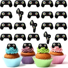 Chunful 48 PCS فيديو لعبة Cupcake Rings Toppers Decoration فيديو لعبة الديكور كب كيك اختيارات لعيد ميلاد لوازم حفلات الزفاف
