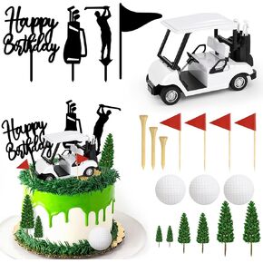 21 Pack Golf Cake Decorations Set with Golf Cart Toy Flag Golf Ball Green Tree, Golf Birthday Cake Toppers for Golf Theme Birthday Party Decoration Supplies in Kuwait