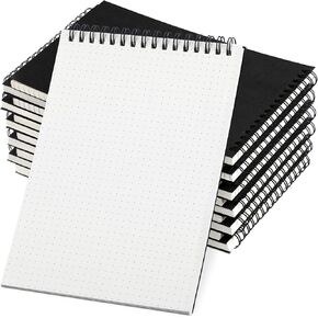 6 Pcs Dot Grid Notebook 8.3''x 5.8'' Top Spiral Notebook A5 Size Bullet Dotted Paper Hardcover Dot Journal 140 Pages Spiral Notepads for Sketching Drawing Writing School Office (Black)