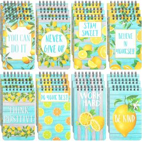 Eaasty 24 Pcs Lemon Party Favors 3 x 5'' Mini Lemon Pocket Notebooks Inspirational Spiral Notepad Motivational Journal Notebook Lesson Planner Back to School Classroom Decor Office Student Party Gift