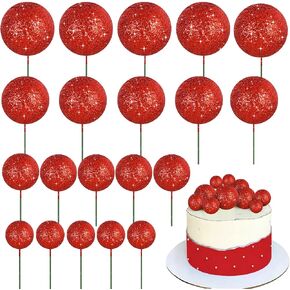 BEISHIDA 20 PCS Yellow Mini Ball Cake Toppers Foam Cake Balls Decoration Supplies for Happy Birthday Anniversary Wedding Baby Shower Fall Thanksgiving Cake Decorations