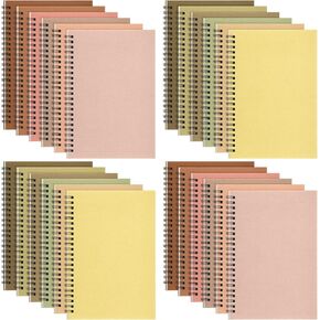 Fuutreo 24 Pcs Spiral Notebook for Work A5 8.3 x 5.7 Inch College Ruled Spiral Journal Notebook Kraft Cover, 12 Color, 60 Sheets, 120 Pages for Office School Supplies(Candy Color)