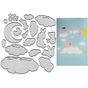 Metal Easter Rabbit Bunny Fishing for Stars Moon Die Cuts Cutting Dies Embossing Stencils Template Mould for Card Making Decoration and DIY Scrapbooking Album