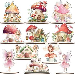 11 Pcs Wooden Fairy Party Decorations Fairy First Birthday Decoration Mushroom Table Sign Forest Baby Shower Centerpieces Party Favors Supplies for Home Birthday