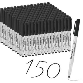 TWOHANDS Permanent Markers Bulk 150 Count Ultra Fine Tip,Permanent Markers Set,0.5mm, Extra Fine Point, Black, 21649