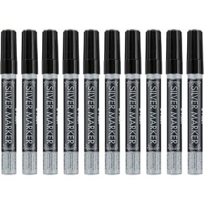 Pilot Silver Metallic Permanent Paint Marker, Medium Point, 10-PACK(41800)