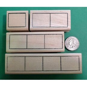 Wooden Mount Rubber Stamp for Card Making Elkonin Syllabic Frame Stamps, Set of 4
