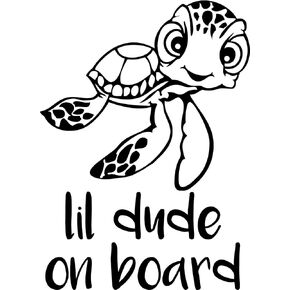 Lil Dude (or Dudette) on Board Turtle Vinyl Decal Sticker