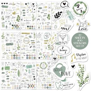 12 Sheets Wedding Stickers for Scrapbooking | Oversized Wedding Scrapbook Stickers 6.9" x 9.7" | 400+ Bride Sticker | Bridal Shower Sticker for Engagement, Anniversary, Marriage, Decorations