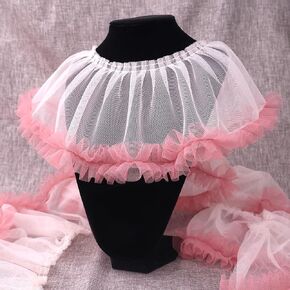 Black Ruffle Lace Trim 6.7inch Wide Pleated Lace Ribbon Gathered Edge Trimming for Dress Sewing, Home Deocration