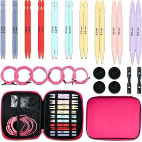 Interchangeable Circular Knitting Needles Set – 10 Sizes 3.75mm–10mm, Plastic Knitting Tools for DIY Hand Knitting, Colorful ABS Needles with Cables, Great for Beginners & Abecedarian Projects