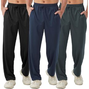 DWUGD'L 3Pack Men's Lightweight Sweatpants with Pockets Open Bottom Athletic Pants for Workout,Jogging,Gym,Running,Training in Saudi Arabia