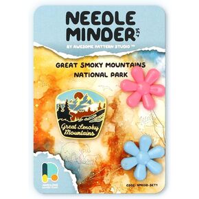 Awesome Pattern Studio Needle Minder Set - Great Smoky Mountains National Park Magnetic Needle Minder + 2 Needle Threaders + Crane Scissors. Enamel Pin for Cross Stitch, Embroidery and Craft