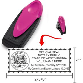 Pink Exclusive Mobile Notary Pocket Stamp | West Virginia