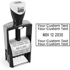 ExcelMark Heavy Duty Self-Inking Date Stamp (Black, Custom)