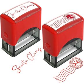 North Pole Self Inking Stamp Christmas Santa Stamp for Holiday Mail Envelope Supplies Xmas Seal Decor 2 Pcs