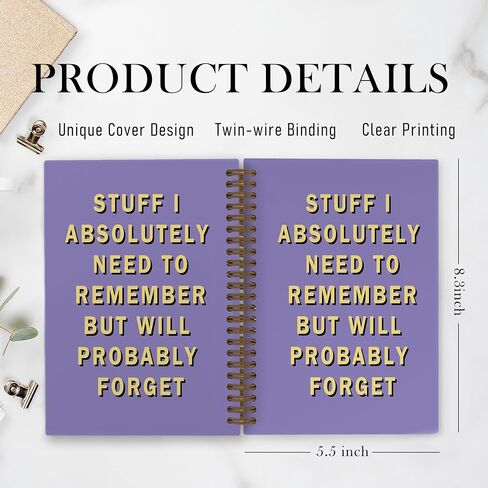 Funny Purple Office Spiral Notebook, Funny Purple Office Supplies Gifts for Coworkers, Stuff I Absolutely Need to Remember but Will Probably Forget Journal Notebook, Snarky Humor Notebooks for Work, 5.5x8.3In in Saudi Arabia