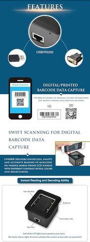 RD4500R USB 2D Fixed Mount Terminal with Barcode Scanner Module for Kiosk or Turnstile Mobile Payment in Saudi Arabia