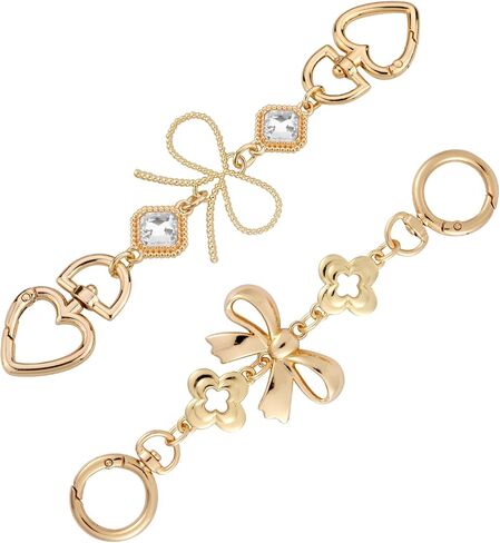 2pcs Bag Extender Chains, Bow Purse Strap Extenders Crossbody Shoulder Bag Extension Replacement for Women Handbags Purse Making Supplies Accessories (Silver & Gold) in Saudi Arabia