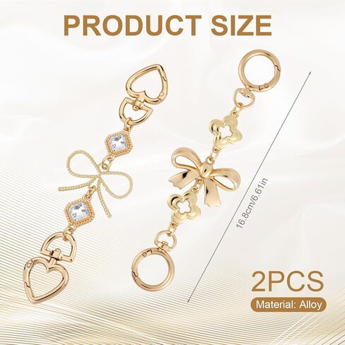 2pcs Bag Extender Chains, Bow Purse Strap Extenders Crossbody Shoulder Bag Extension Replacement for Women Handbags Purse Making Supplies Accessories (Silver & Gold) in Saudi Arabia