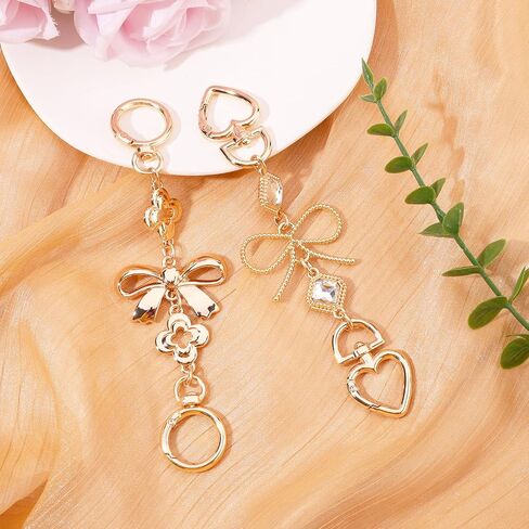 2pcs Bag Extender Chains, Bow Purse Strap Extenders Crossbody Shoulder Bag Extension Replacement for Women Handbags Purse Making Supplies Accessories (Silver & Gold) in Saudi Arabia