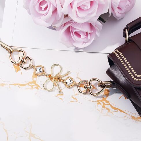 2pcs Bag Extender Chains, Bow Purse Strap Extenders Crossbody Shoulder Bag Extension Replacement for Women Handbags Purse Making Supplies Accessories (Silver & Gold) in Saudi Arabia
