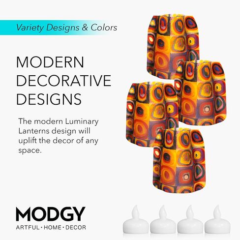 حامل شموع فوانيس مضيئة من MODGY ديكور داخلي وخارجي، فوانيس لتزيين قطعة مركزية لحفلات الزفاف خارج الفناء 4 عبوات، مع شموع LED عائمة عديمة اللهب من Klimt Young Maidens in Kuwait