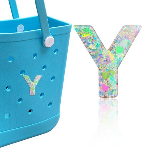 Letter Charms for Bogg Bag, Alphabet Green Love Sequin Lettering Accessories Charms for Bogg and Simply Southern Bag, Insert Decorative Letters Charm for Handbag Beach Tote Bag. in Saudi Arabia