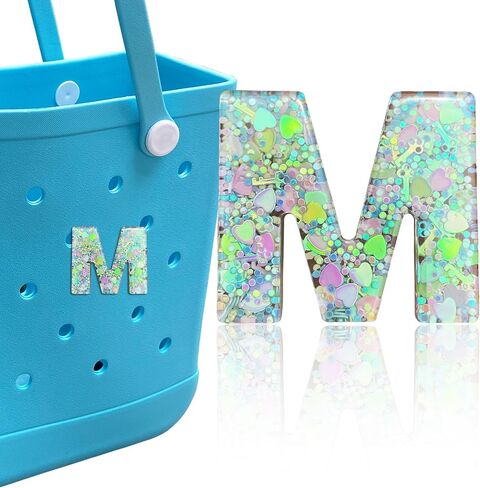 Letter Charms for Bogg Bag, Alphabet Green Love Sequin Lettering Accessories Charms for Bogg and Simply Southern Bag, Insert Decorative Letters Charm for Handbag Beach Tote Bag. in Saudi Arabia