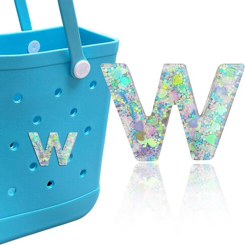 Letter Charms for Bogg Bag, Alphabet Green Love Sequin Lettering Accessories Charms for Bogg and Simply Southern Bag, Insert Decorative Letters Charm for Handbag Beach Tote Bag. in Saudi Arabia