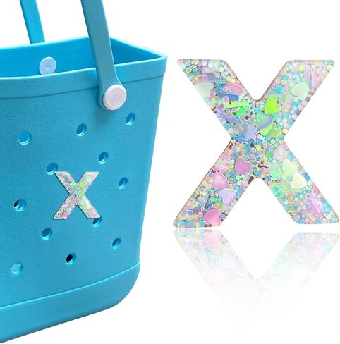 Letter Charms for Bogg Bag, Alphabet Green Love Sequin Lettering Accessories Charms for Bogg and Simply Southern Bag, Insert Decorative Letters Charm for Handbag Beach Tote Bag. in Saudi Arabia