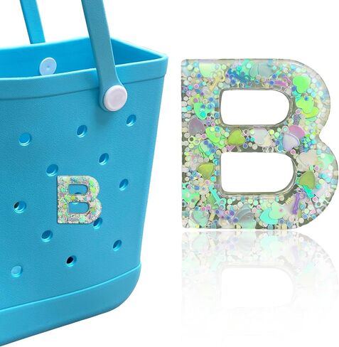 Letter Charms for Bogg Bag, Alphabet Green Love Sequin Lettering Accessories Charms for Bogg and Simply Southern Bag, Insert Decorative Letters Charm for Handbag Beach Tote Bag. in Saudi Arabia