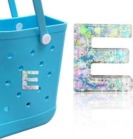 Letter Charms for Bogg Bag, Alphabet Green Love Sequin Lettering Accessories Charms for Bogg and Simply Southern Bag, Insert Decorative Letters Charm for Handbag Beach Tote Bag. in Saudi Arabia