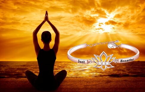 Breathe Lotus Flower Bracelet Yoga Spiritual Symbol Jewelry Gift For Women Girl in Saudi Arabia