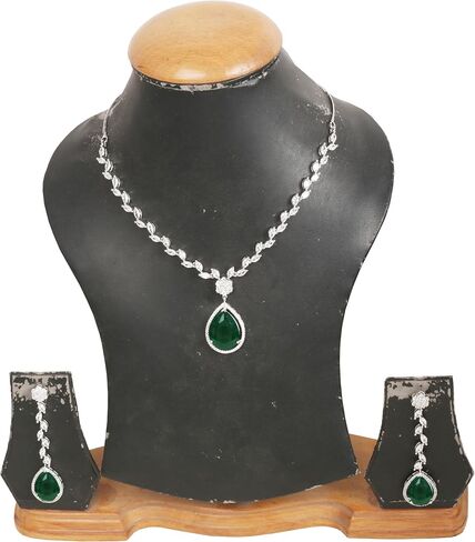 Touchstone NEW Indian Bollywood Fashion Trends Handcrafted Magical Workmanship Studded Diamond Look Cubic Zirconia CZs Designer Jewelry Necklace Set In Rose Gold Plating For Women. in Saudi Arabia