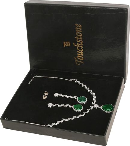 Touchstone NEW Indian Bollywood Fashion Trends Handcrafted Magical Workmanship Studded Diamond Look Cubic Zirconia CZs Designer Jewelry Necklace Set In Rose Gold Plating For Women. in Saudi Arabia