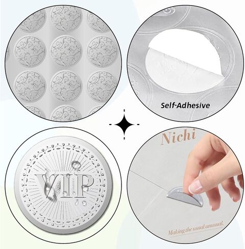 CRASPIRE 100Pcs 1.5 Inch VIP Stickers Bulk Silver Embossed Seal Round Self Adhesive Word Garland Foil Paper Envelope Metal Decal Labels for Wedding Graduation Season Certificate Invitations Packaging in Saudi Arabia