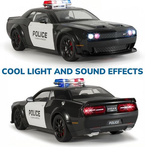 Police Cars for Kids Ages 3-5,1/24 Diecast Cars Hellcat Toy Car Collectibles Model Kit with Pull Back,Hell Cat Toy Police Car with Lights and Siren for Kids 3+ Year Olds in Saudi Arabia