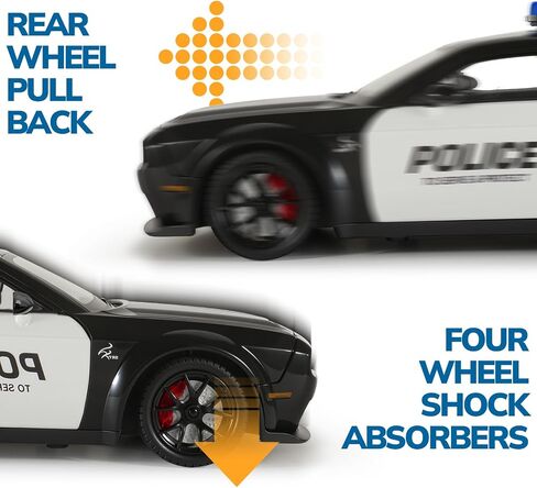 Police Cars for Kids Ages 3-5,1/24 Diecast Cars Hellcat Toy Car Collectibles Model Kit with Pull Back,Hell Cat Toy Police Car with Lights and Siren for Kids 3+ Year Olds in Saudi Arabia