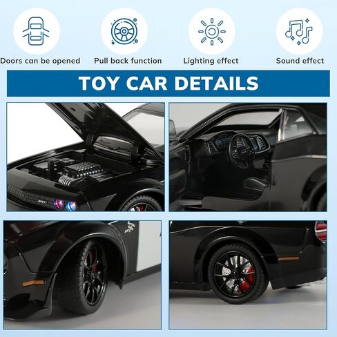 Police Cars for Kids Ages 3-5,1/24 Diecast Cars Hellcat Toy Car Collectibles Model Kit with Pull Back,Hell Cat Toy Police Car with Lights and Siren for Kids 3+ Year Olds in Saudi Arabia