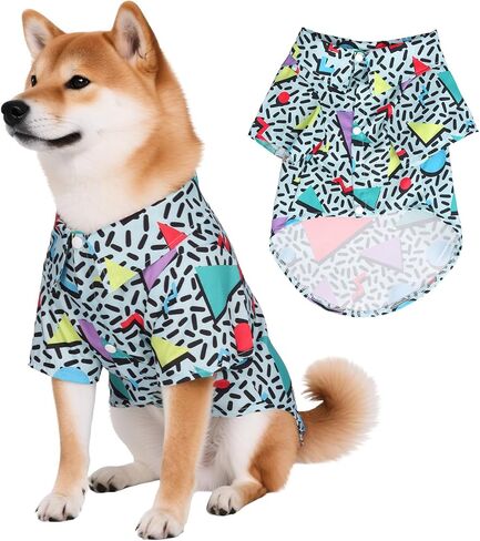 80s Dog Costume Hawaiian Shirts - 90s Halloween Retro Disco Breathable Puppy Outfit for Small Medium Dogs (Green, XX-Large) in Kuwait