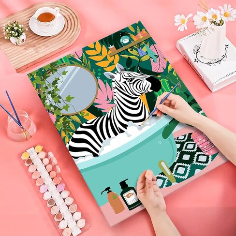 JATOK Paint by Numbers Kits for Adults, Painting Kits for Beginners On Clear Colored Canvas, Easy DIY Acrylic Pigment Drawing Paintwork for Home Wall Decor, Flower 30x40CM/12x16in (with Frame in Kuwait