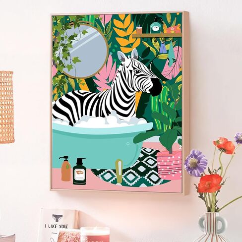 JATOK Paint by Numbers Kits for Adults, Painting Kits for Beginners On Clear Colored Canvas, Easy DIY Acrylic Pigment Drawing Paintwork for Home Wall Decor, Flower 30x40CM/12x16in (with Frame in Kuwait