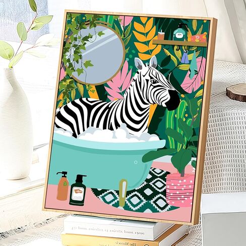 JATOK Paint by Numbers Kits for Adults, Painting Kits for Beginners On Clear Colored Canvas, Easy DIY Acrylic Pigment Drawing Paintwork for Home Wall Decor, Flower 30x40CM/12x16in (with Frame in Kuwait